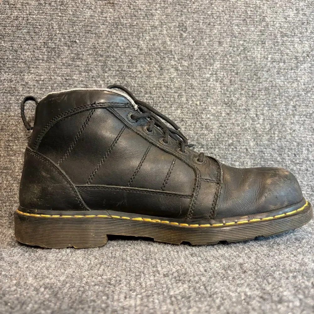 Dr. Martens Industrial Black Leather Steel Toe Work Ankle Boots Men Size 12